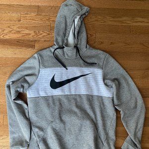 Nike Dri-Fit Gray hoodie with white stripe, Adult Medium